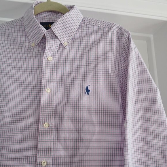 Ralph Lauren Blue Label Purple and Pink Checkered Dress Shirt 14 1/2 Neck 32/33 - Picture 3 of 16